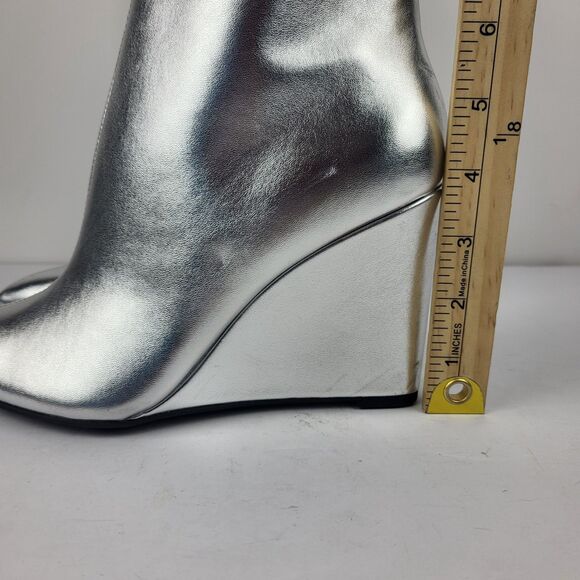 Open Edit Erik Knee High Wedge Boots Silver Metallic Cosmic Size 8M - Picture 6 of 15
